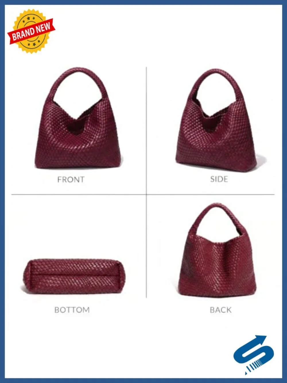 Woven Vegan Leather Tote Bag for Women Top-Handle Shoulder Handbag Magnetic